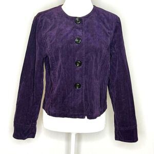 Purple Corduroy Button Up Coat
